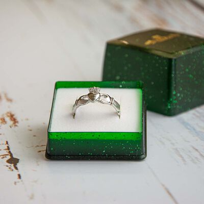 Ladies Hallmarked Sterling Silver Weave Claddagh Ring